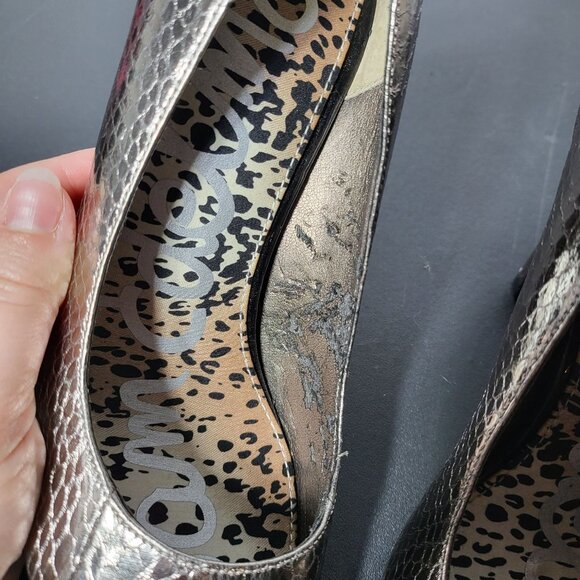 Sam Edelman Womens Metallic Sadi Snakeskin Pump Heel Size 6.5 Formal Animal Date - Picture 2 of 12